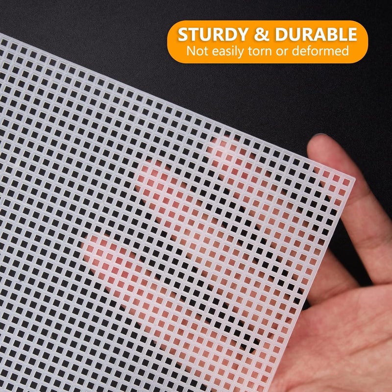 NICECRAFT 7 Sheets 13.2x10.35in 7 Count Plastic Canvas White Clear Needlepoint Plastic Mesh Sheets Cross Stitch Canvas for Crafts Embroidery Knit Crochet Projects - Image 3